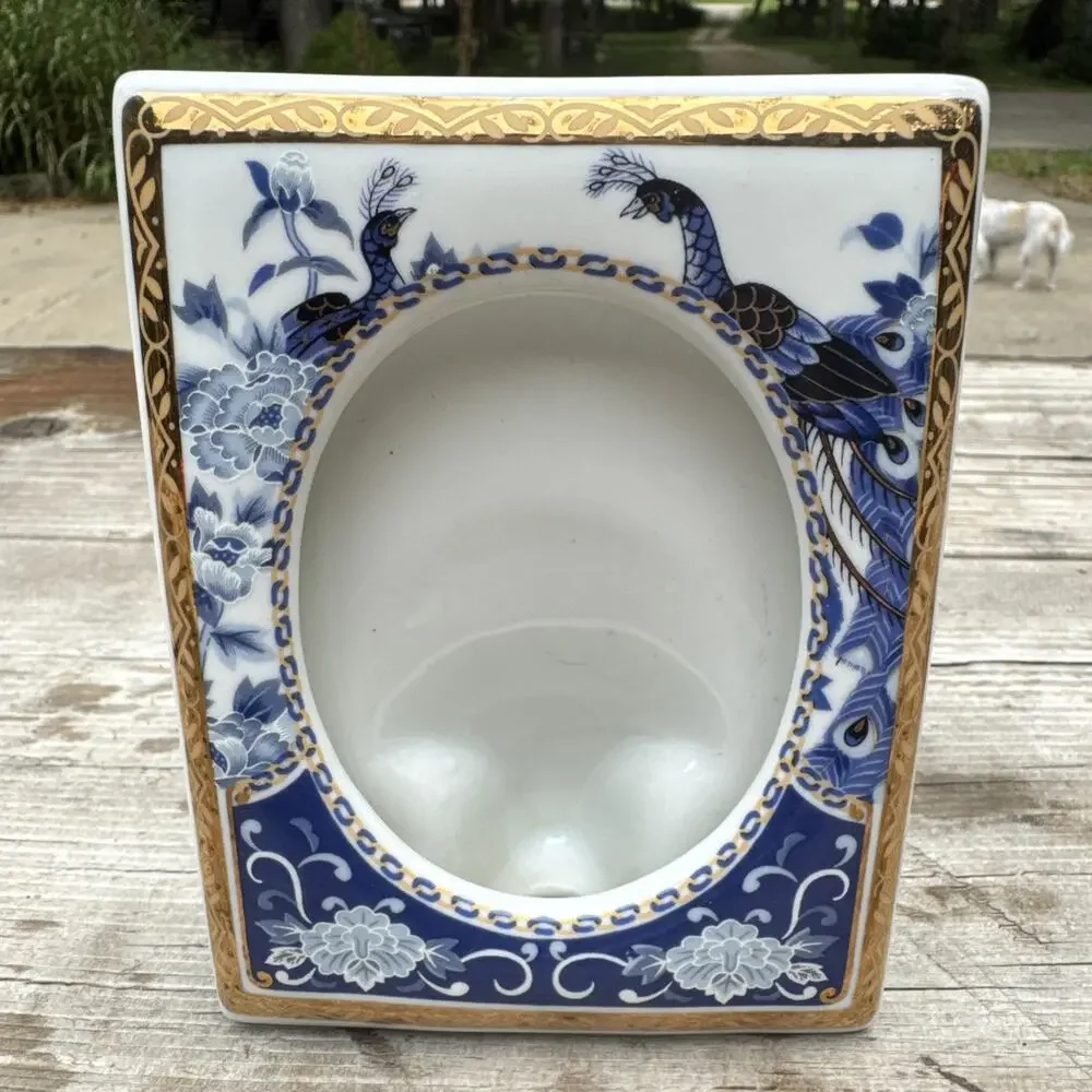 Vintage Heritage Mint Peacock Porcelain Photo Picture Frame Made In Japan
